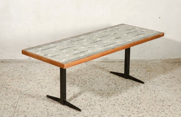 Italian Rectangular Iron And Tile Coffee Table 1960s Bei Pamono
