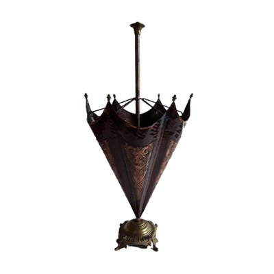 Porte-parapluie Vintage CHAPMAN – Post-moderne 1980, Laiton Et Verre, Grand Modèle