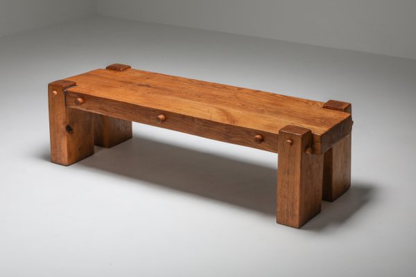 Table Basse Rustique Rectangulaire Mid Century En Chene Massif 1960s En Vente Sur Pamono