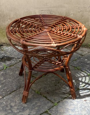 Mid Century Italian Bamboo and Wicker Coffee Table 1960s for sale