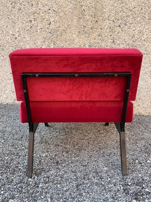 Italian Red Velvet Armchairs By Rito Valla For Ipe Brevetti 1960s Set Of 3 For Sale At Pamono