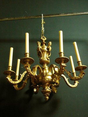 French Louis XIV Style Gilt Bronze 12 Light Chandelier French Louis XIV Style Gilt Bronze 12 Light Chandelier