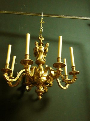 French Louis XIV Style Gilt Bronze 12 Light Chandelier French Louis XIV Style Gilt Bronze 12 Light Chandelier