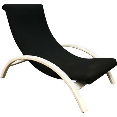 Black Fabric and White Wood Adjustable Easy Chair 1960s