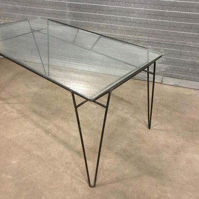 Black Metal Hairpin Legs And Glass Top Dining Table 1960s For Sale At Pamono Try a mix of real wood in a finish like cherry or mahogany mixed with the airiness of a glass top. black metal hairpin legs and glass top dining table 1960s