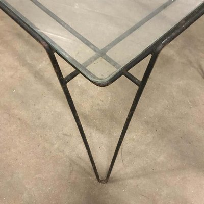 Black Metal Hairpin Legs And Glass Top Dining Table 1960s For Sale At Pamono
