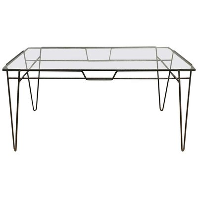 Black Metal Hairpin Legs And Glass Top, Black Metal Sofa Table With Glass Top