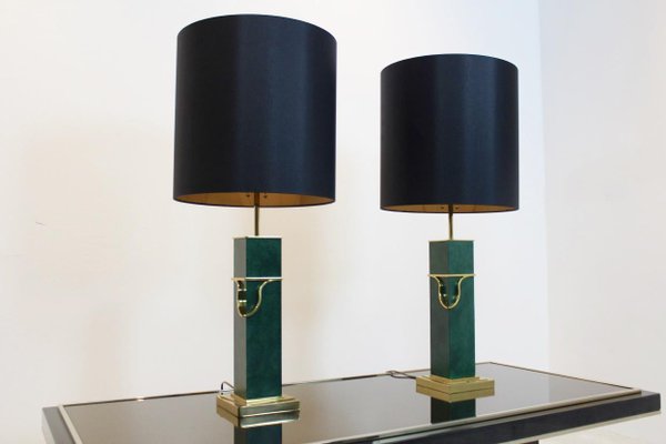 Brass Table Lamps Set, Mid Century Modern Bedside Table Lampshades