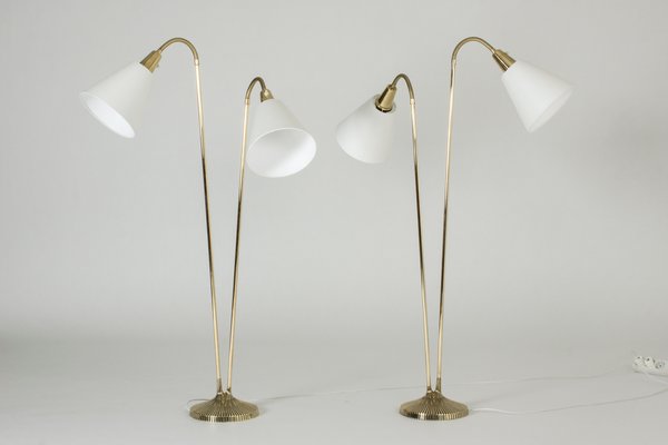 Brass Floor Lamps By Sonja Katzin For, Two Bulb Floor Lamp