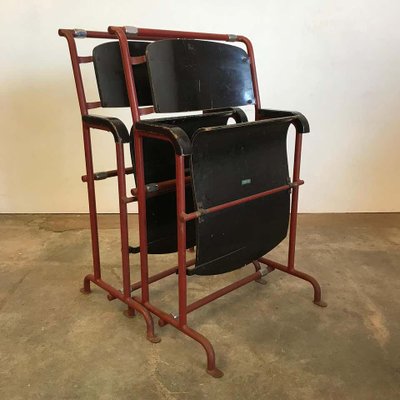 Set of Black Painted Plywood Folding Chairs by Gerrit Rietveld for