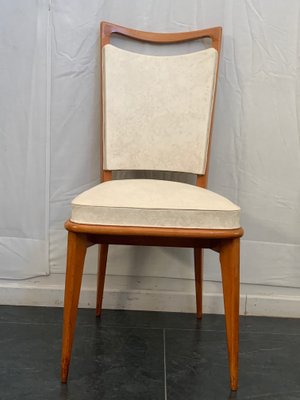 Faux Leather Dining Chairs 1950s Set, Ivory Faux Leather Dining Chairs