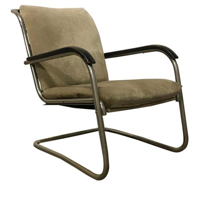 Black Lacquered Wood and Fabric Easy Chair by Paul Schuitema for