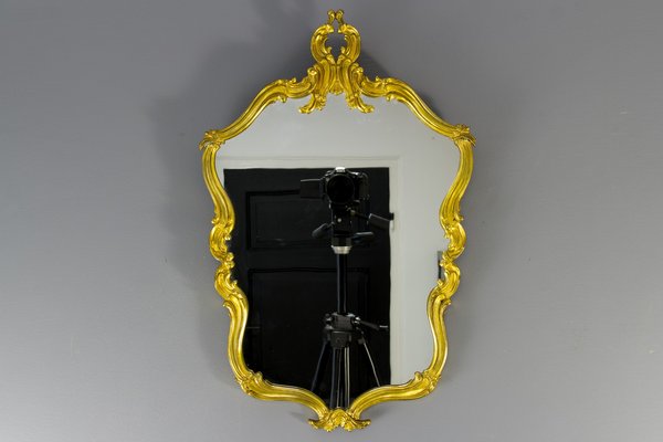 Espejo de pared barroco blanco y dorado ovalado vintage espejo de baño antiguo Rococó C443 49 x 33 cm 