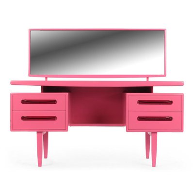 Pink Lacquered Wood Dressing Table with 4-Drawers, 1960s for sale at Pamono