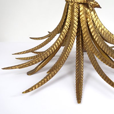 Vintage gilt metal sheaf of wheat coco chanel coffee table, 1960s