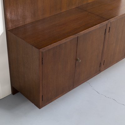 Swiss Dark Wood Storage Cabinet And Wall Unit Set 1970s Set Of 2 For Sale At Pamono