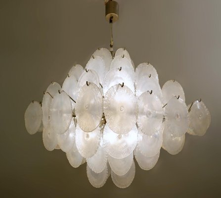 Nason Chandelier with Murano Glass Discs, 1960s Nason Chandelier with Murano Glass Discs, 1960s