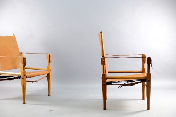 Vintage Cognac Leather Safari Lounge Chairs by Wilhelm Kienzle for