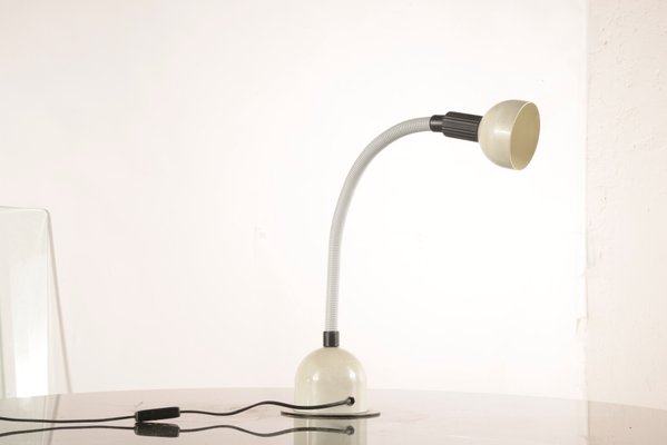 Articulated Stem Italy 1980s, Vintage White Table Lamps