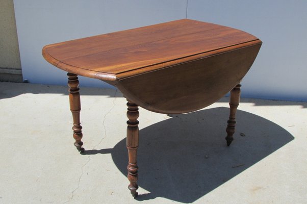 Antique Round Drop Leaf Oak Dining Table 1900s For Sale At Pamono