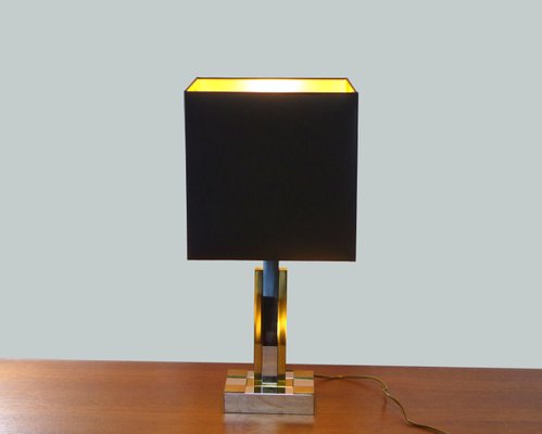 Vintage Skyser Table Lamp 1970s, Table Lamps With Black Square Shades
