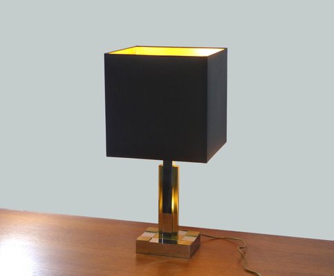 Vintage Skyser Table Lamp 1970s, Table Lamp With Black Square Shades