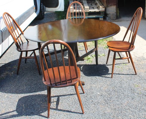 Medium Oak Dining Table Chairs Set From Ercol 1960s Set Of 5 Bei Pamono Kaufen