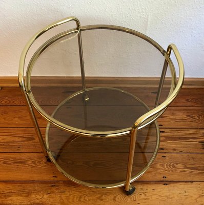 Round Golden Brass Table On Wheels 1960s For Sale At Pamono