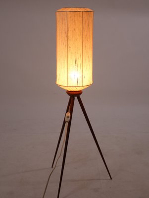 Antique Vintage Mid Century Search light Shade Lamp Timber Tripod Floor Lamp 
