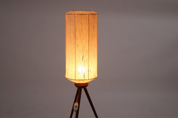 Antique Vintage Mid Century Search light Shade Lamp Timber Tripod Floor Lamp 