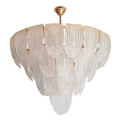 Mazzega Mid Century Modern White Murano Glass Oval Chandelier 2 Available Mazzega Mid Century Modern White Murano Glass Oval Chandelier 2 Available