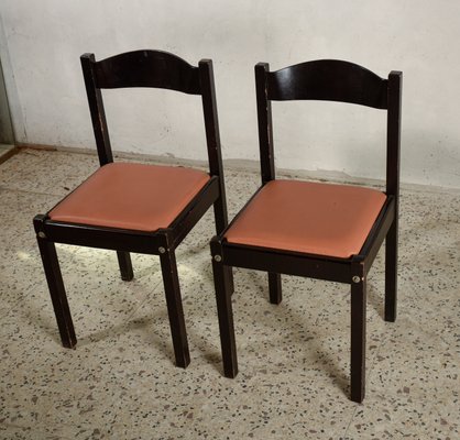 Dark Wood Dining Chairs 1980s Set, Dark Wood Dining Chairs Set Of 4