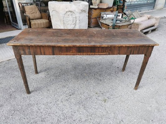 Antique Italian Lacquered Pinewood Dining Table