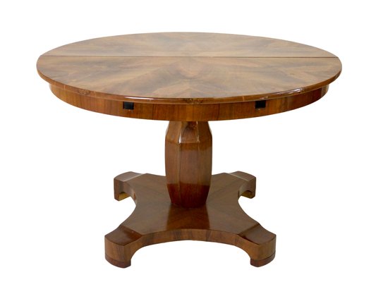 19th Century Biedermeier German Round, Round Dining Tables With Extension Leaves