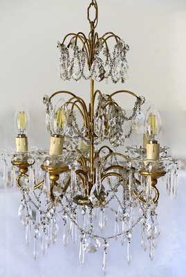 Crystal Chandelier Maria Theresa Style with 12 Lights , Mid 20th Century Crystal Chandelier Maria Theresa Style with 12 Lights , Mid 20th Century