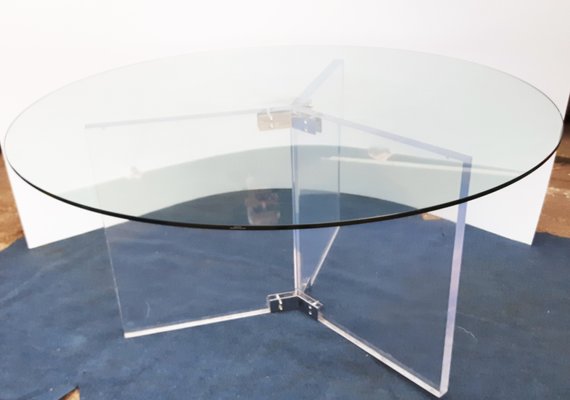 Large Acrylic Glass And Round Dining Table 1990s For At Pamono Round Glass Dining Table 1990s, Dining Sets Round Glass