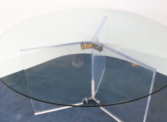 Large Lucite And Round Glass Dining Table 1990s For Sale At Pamono