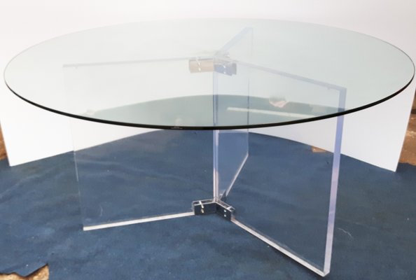 Round Glass Dining Table 1990s, Round Acrylic Dining Table
