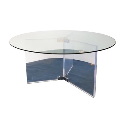 Round Glass Dining Table 1990s, Small Round Lucite Dining Table