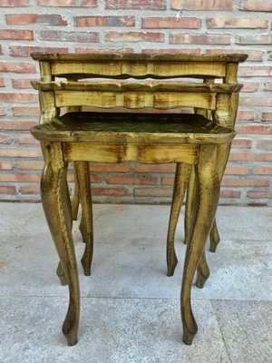 Antique Giltwood And Carved Side Tables With Cabriole Shaped Legs Set Of 3 For Sale At Pamono