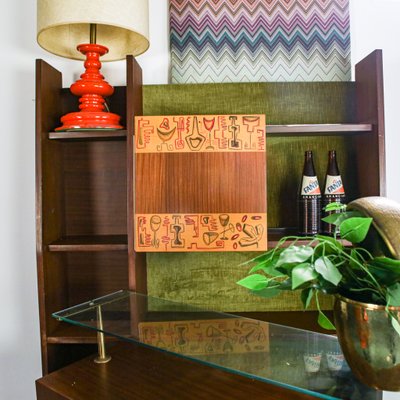 Vintage Wood And Brass Corner Bar Cabinet 1960s For Sale At Pamono