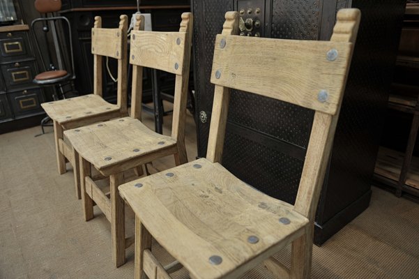 Vintage Solid Oak Dining Chairs 1950s, Solid Oak Dining Chairs Set Of 6