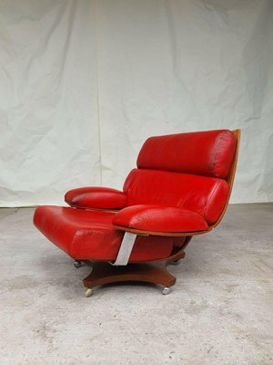Mid Century Housemaster Red Leather, Red Leather Arm Chair