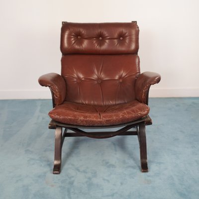 Brown Leather And Wooden Lounge Chair, Leather And Wood Recliner