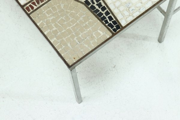 Zweistöckiger Mid Century Mosaiktisch mit Intarsien, 1960er Zweistöckiger Mid Century Mosaiktisch mit Intarsien, 1960er