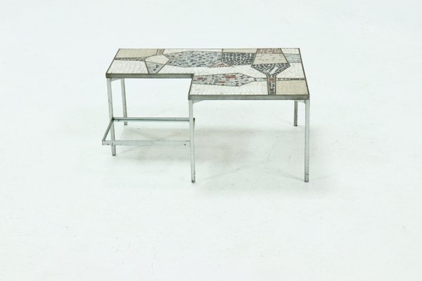 Zweistöckiger Mid Century Mosaiktisch mit Intarsien, 1960er Zweistöckiger Mid Century Mosaiktisch mit Intarsien, 1960er