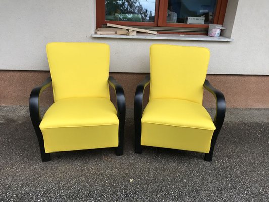 Art Deco Yellow Armchairs 1920s Set of 2