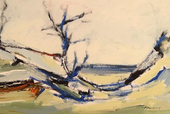 Moderne Schwedische Ol Auf Holz Landschaft Von Torgny Forsberg 1960er Bei Pamono Kaufen