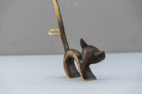 Brass Cat Figurine Ring Holder by Walter Bosse for Herta Baller