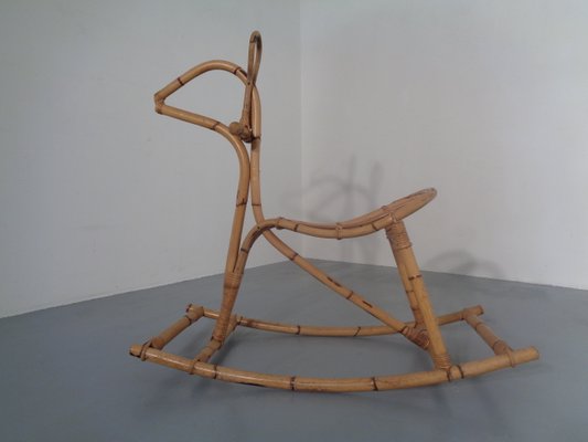 Large Bamboo Rocking Horse by Dirk van Sliedregt for Rohé